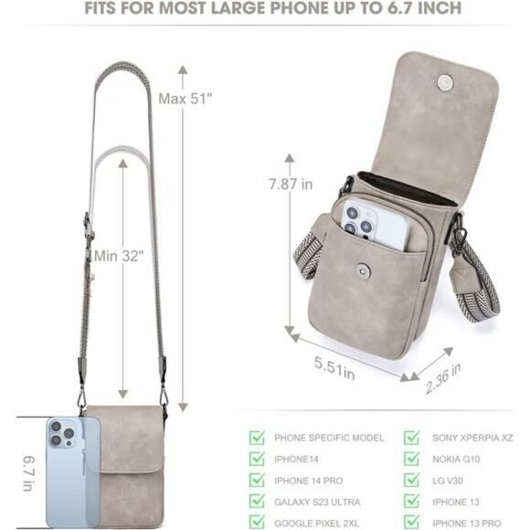 POIUGOYA Small Crossbody Phone Purse RFID Wallet Bag with Card Slots Vegan - Picture 6 of 7